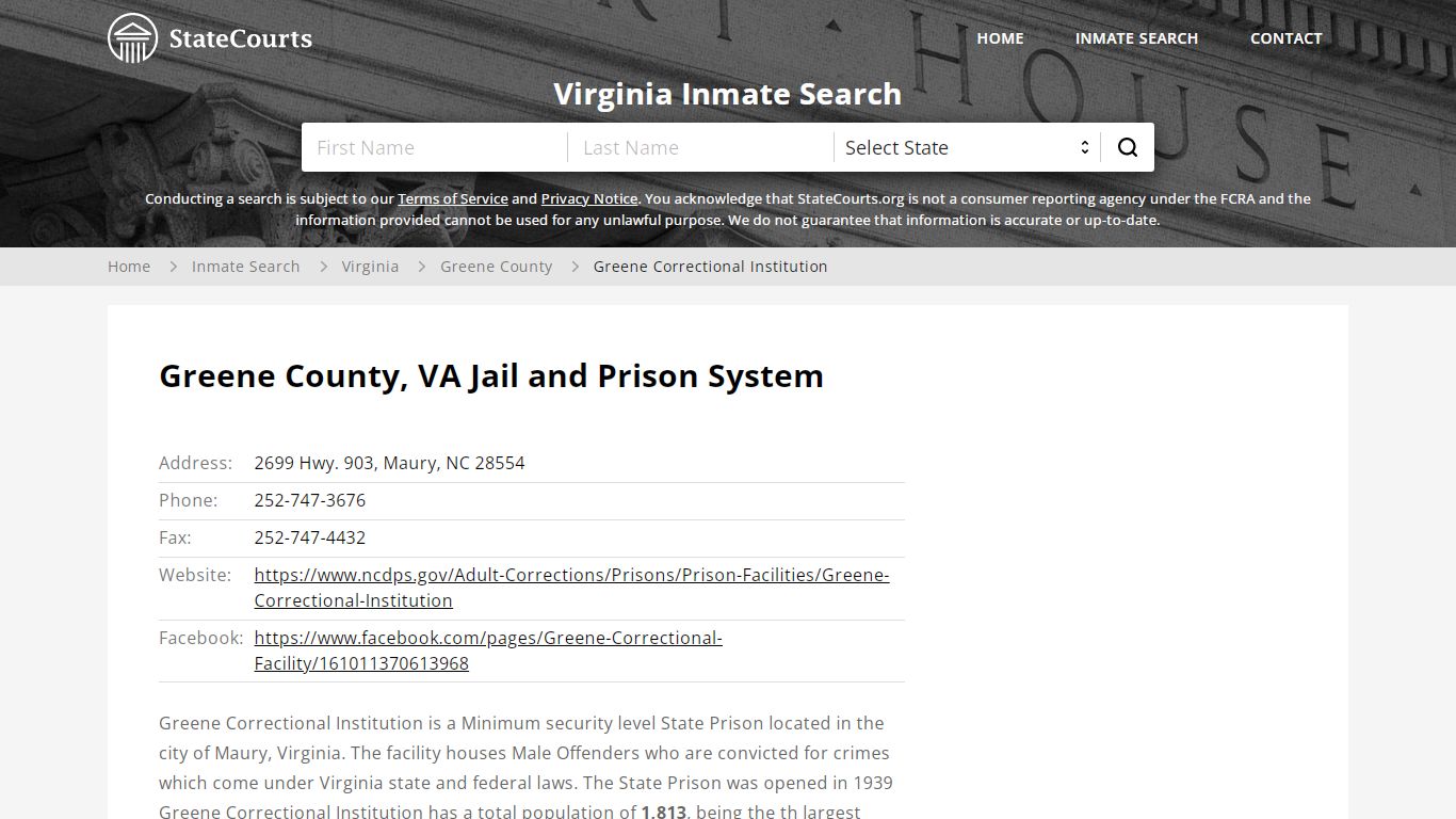 Greene Correctional Institution Inmate Records Search ...