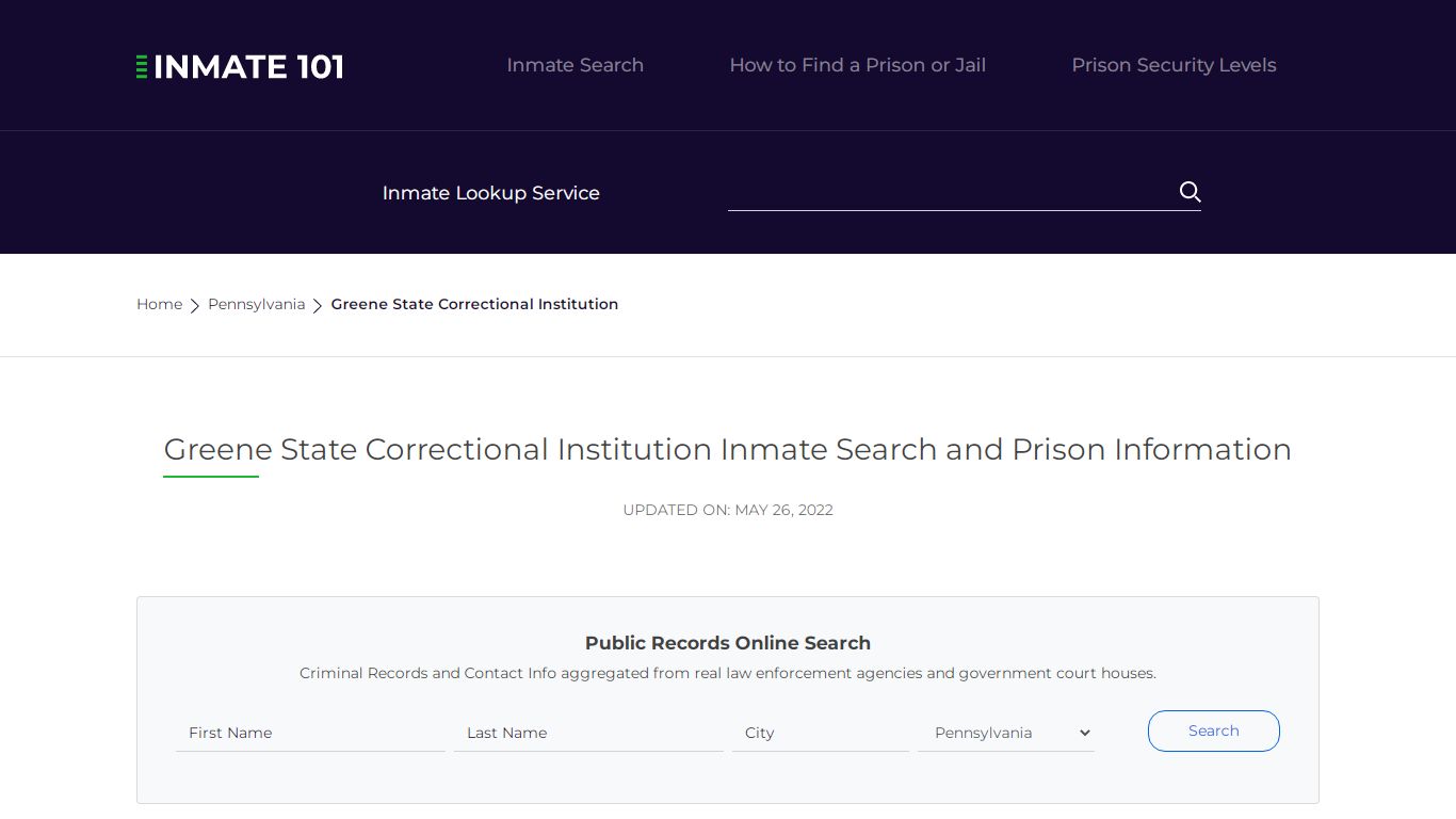 Greene State Correctional Institution Inmate Search ...